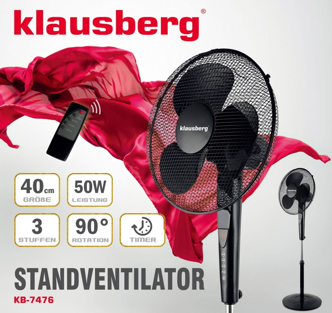 Elegantiškas pastatomas ventiliatorius su nuotolinio valdymo pultu ir laikmačiu