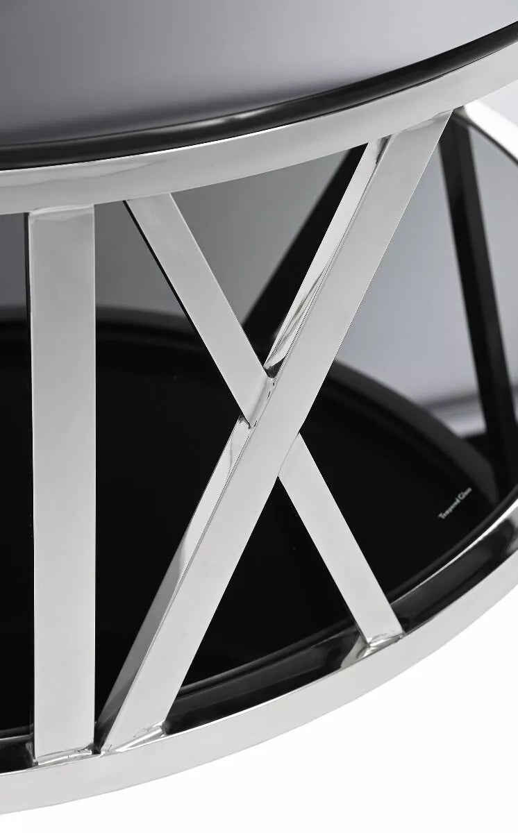 Apvalus stiklinis kavos stalas