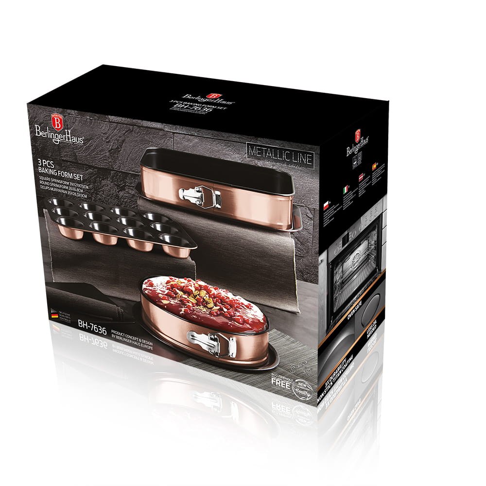 Kepimo formų rinkinys puikiai papildys daugelį kitų indų ir virtuvės reikmenų iš Berlinger Haus