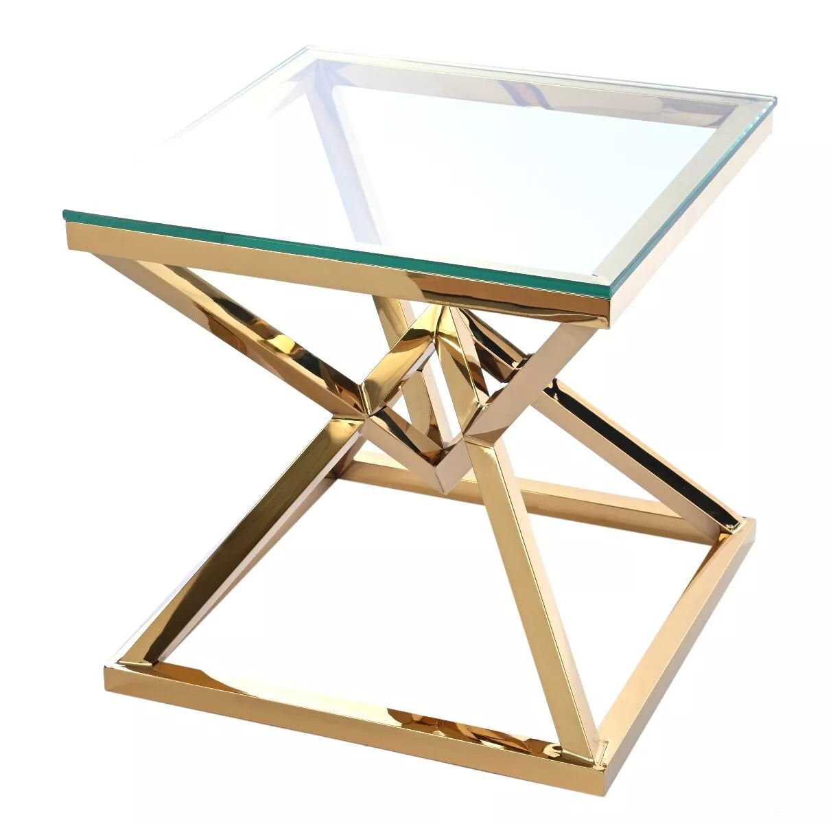 Stalas su nestandartinės geometrinės formos pagrindu iš nerūdijančio plieno
